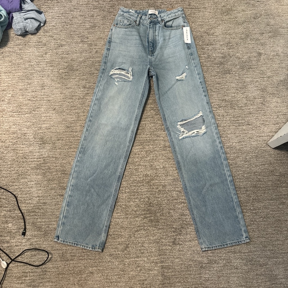 PacSun Blue Straight Leg Jeans Distressed